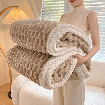 1 Stück einfarbige Plüsch-Fleecedecke, weiche & gemütliche flauschige Wurfdecke, Mehrfachgröße & Mehrzweckdecke für Reisen, Bett, Sofa, Büro, ganzjährig einsetzbar - umkehrbar, geeignet als Halloween Geschenk