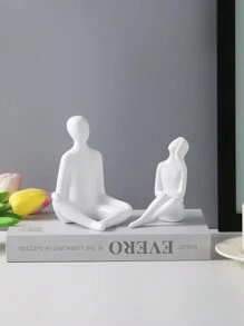 1pc Đồ trang trí thủ công bằng Polyresin, Thiết kế hình hiện đại Đồ trang trí cho phòng khách Quà tặng tốt nhất - trắng - Xem 12