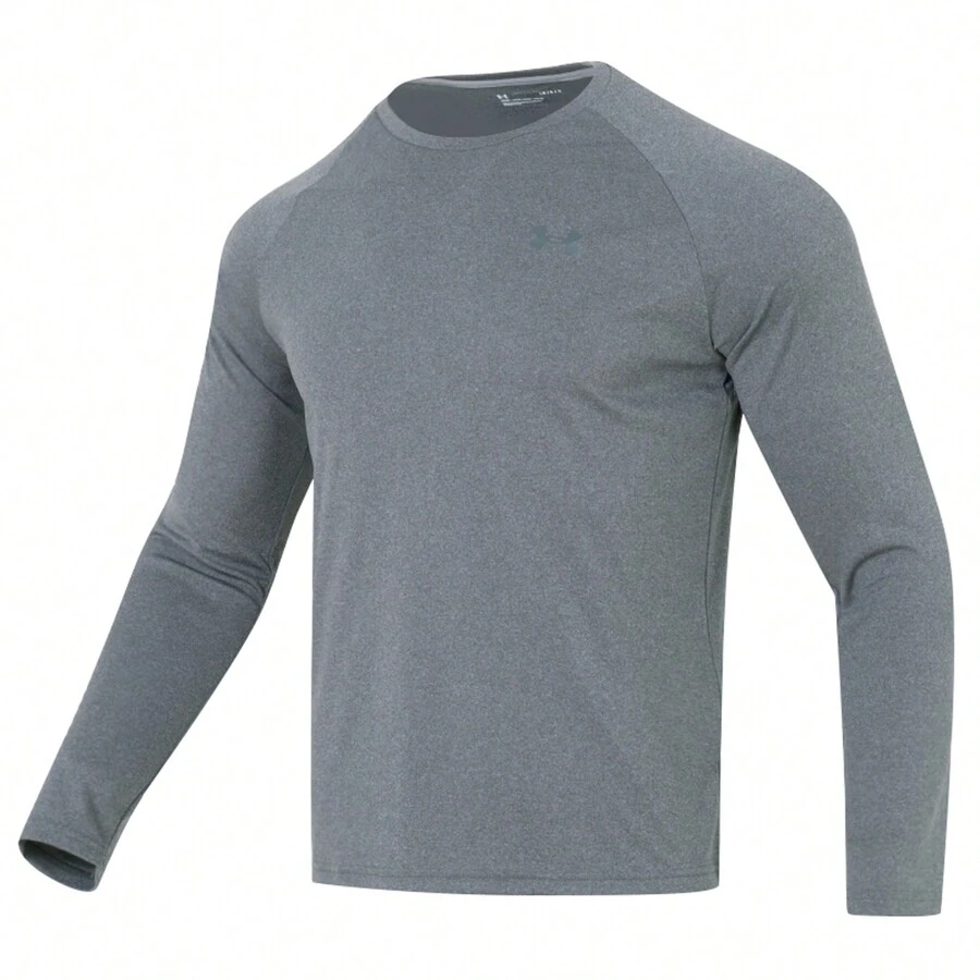 Under Armour Velocity LS 长袖T恤，男士运动健身训练篮球跑步骑行速干宽松打底衫 - 灰色 - 查看 1