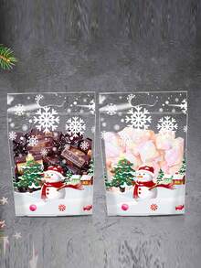 50 件圣诞雪花礼品袋 - 透明糖果和零食礼品袋，适用于节日派对、新年、感恩节等 - 适用于饼干和装饰品的多功能塑料包装 - 彩色 - 查看 6