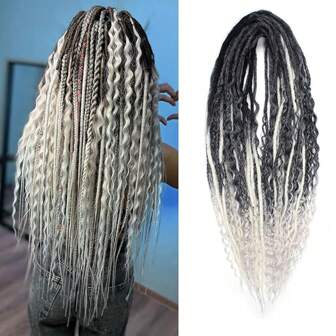 24 Inch Double Ends Dreadlocks Hair Extensions 3 In 1 Mixed Set Curly Ends  Handmade Dreads Hipple Style Boho Crochet Braids 15 Strands TGRAY