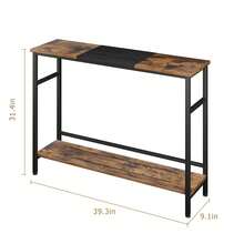 39.3"Farmhouse Entryway Table With Storage,Narrow Console Table With Adjustable Shelf,Rustic Sofa Table Console Table For Entryway,Living Room,Hallway,Bedroom - Nâu + Đen - Xem 3