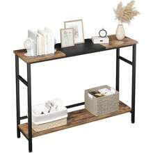39.3"Farmhouse Entryway Table With Storage,Narrow Console Table With Adjustable Shelf,Rustic Sofa Table Console Table For Entryway,Living Room,Hallway,Bedroom - Nâu + Đen - Xem 1