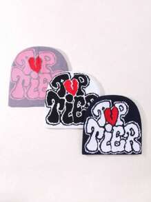 3قطع/مجموعة قبعة محبوكة لحم الرقبة مطبوعة بالجاكار للنساء، المدرسة