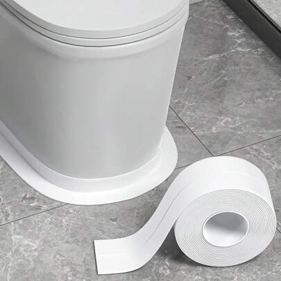 1 Pc White Floor Seal Sticker/Sealing Strip/ Waterproof Seal Tape1 Roll, PVC Waterproof Sealing Strip, Decorative Self Adhesive Caulk Tape, Caulking Sealing Tape, Self Adhesive Sink Stove Crack Strip, Kitchen Bathroom Bathtub Corner Sealant Tape, Floor Wall Edge Protector Home Bathroom Decor Fall Decor Back To School