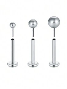 CIZME 20g 18g 16g 3pcs Silver Gold Threadless Cartilage Earring Flat Back Earrings Studs Threadless Nose Studs Threadless Nose Ring Push In Helix Conch Medusa Tragus Piercing Jewelry FlatBack Earrings Threadless Labret Lip Medusa Piercing Jewelry Flat Round Top 2mm 3mm 4mm