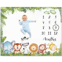 1 pezzo Coperta neonato con stampe mensili, tappeto fotografico di sfondo per neonato maschio o femmina, copertina multifunzione con corona floreale, decorazioni per baby shower e festa della famiglia, regali per baby shower e Pasqua, accessori per neonati di sesso maschile/femminile
