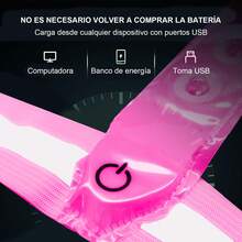 Chaleco Reflectante LED para Correr, Equipo para Correr Recargable por USB, Luces de Correr Ajustables Recargables por USB de Alta Visibilidad para Corredores, Caminantes - Rosa - Ver 4