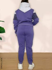 2-Piece Set Sweatshirt And Pants For Women - Purple - View 3