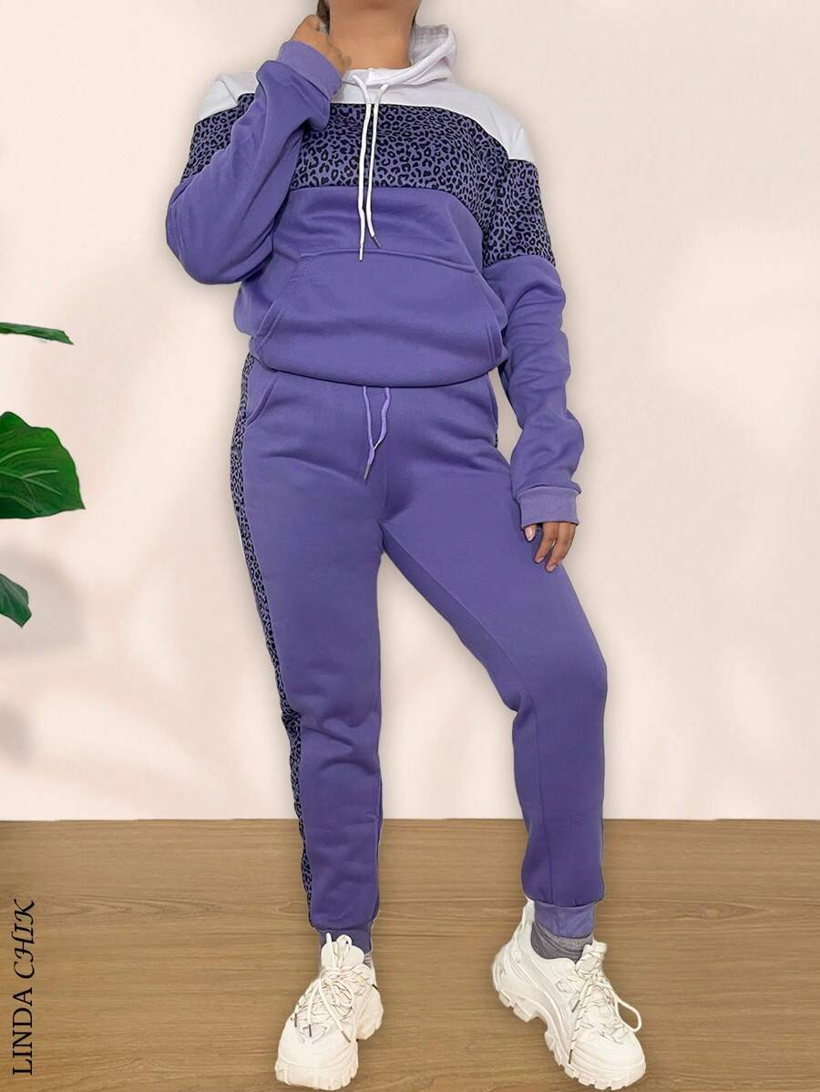 2-Piece Set Sweatshirt And Pants For Women - Purple - View 1