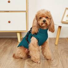 1 件防水防风保暖宠物夹克，带拉链、反光条和胸带，猫狗外套，秋冬季 - 藍色 - 查看 2