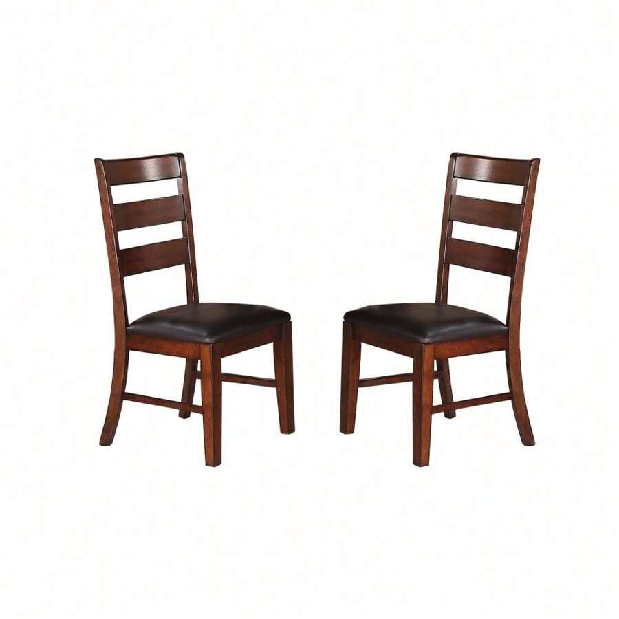 Set Of 2,Sara Ladder Back Dining Side Chairs In Brown