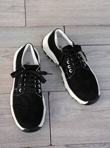 女士大码春秋季外贸平底鞋，休闲防滑透气运动鞋 - 黑色 - 查看 7