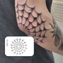 1 Kit Revolutionary Technology Tattoos, Semi-Permanent Tattoos, Spiderweb, Spider Web, Elbow, Temporary Tattoos, Long Lasting, Fake Tattoos, Water-Resistant, Authentic Tattoo Look, Plant-Based, Tattoo, SH127