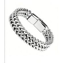 1 件男士不锈钢编织手链，带磁扣，父亲节礼物珠宝 - 如圖 - 查看 12