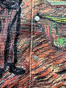 Men Corduroy Fabric Casual Jacket, Loose Fit Warm Printed Outerwear, Fall/Winter