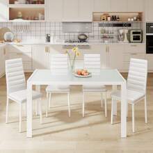 Asofer Juego de mesa moderno con 4 sillas y mesa auxiliar, juego de comedor con silla y mesa, adecuado para decoración de juego de comedor para cocina, sala de estar, comedor.