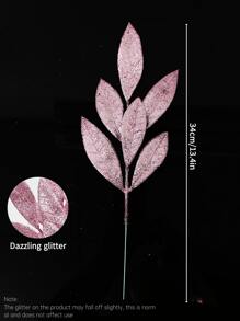 1 件/3 件/6 件/12 件人造闪光植物带叶，可爱的人造花圣诞树装饰饰品，适用于客厅和卧室花瓶插花、婚礼、派对、家居装饰、书桌填充感恩节圣诞节用品、家居装饰、餐桌装饰、圣诞装饰圣诞装饰房间装饰 - 粉色 - 查看 2