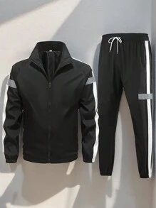 2 peças Conjunto de Jaqueta e Calça Casuais Versáteis Masculinos