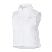 Under Armour 女式棉质背心运动服，白色训练健身立领夹克 1378502-100