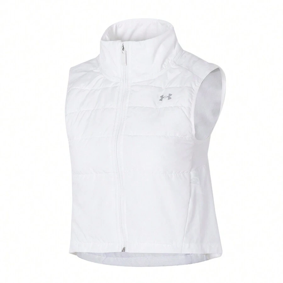 Under Armour 女式棉质背心运动服，白色训练健身立领夹克 1378502-100