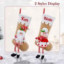 Personalized Christmas Stockings, Large, Custom Monogram Name Christmas Stockings In Santa Claus, Mrs. Claus, Perfect For Kids, Boys, Girls, Family, Customize Your Xmas Stockings For Fireplace Christmas Holiday Party Decoration Gifts Birthday Graduation