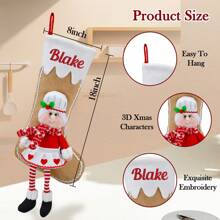 Personalized Christmas Stockings, Large, Custom Monogram Name Christmas Stockings In Santa Claus, Mrs. Claus, Perfect For Kids, Boys, Girls, Family, Customize Your Xmas Stockings For Fireplace Christmas Holiday Party Decoration Gifts Birthday Graduation