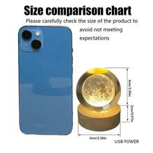 1pc USB Powered 3D Illuminated Glass Crystal Ball LED Night Light With Wooden Base, Home & Room Decor Night Lamp, Solar System, Moon, Galaxy, Saturn Pattern 3D Night Light, Indoor Desk Lamp, Back To School Or Birthday Gift For Friends And Classmates, Nursery Decor Light, Baby Shower Party Home Decor Gift - trong suốt - Xem 11