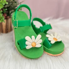 Super Light And Comfortable Daisy Children's Sandals Baby Delicate Flower - 綠色 - 查看 2