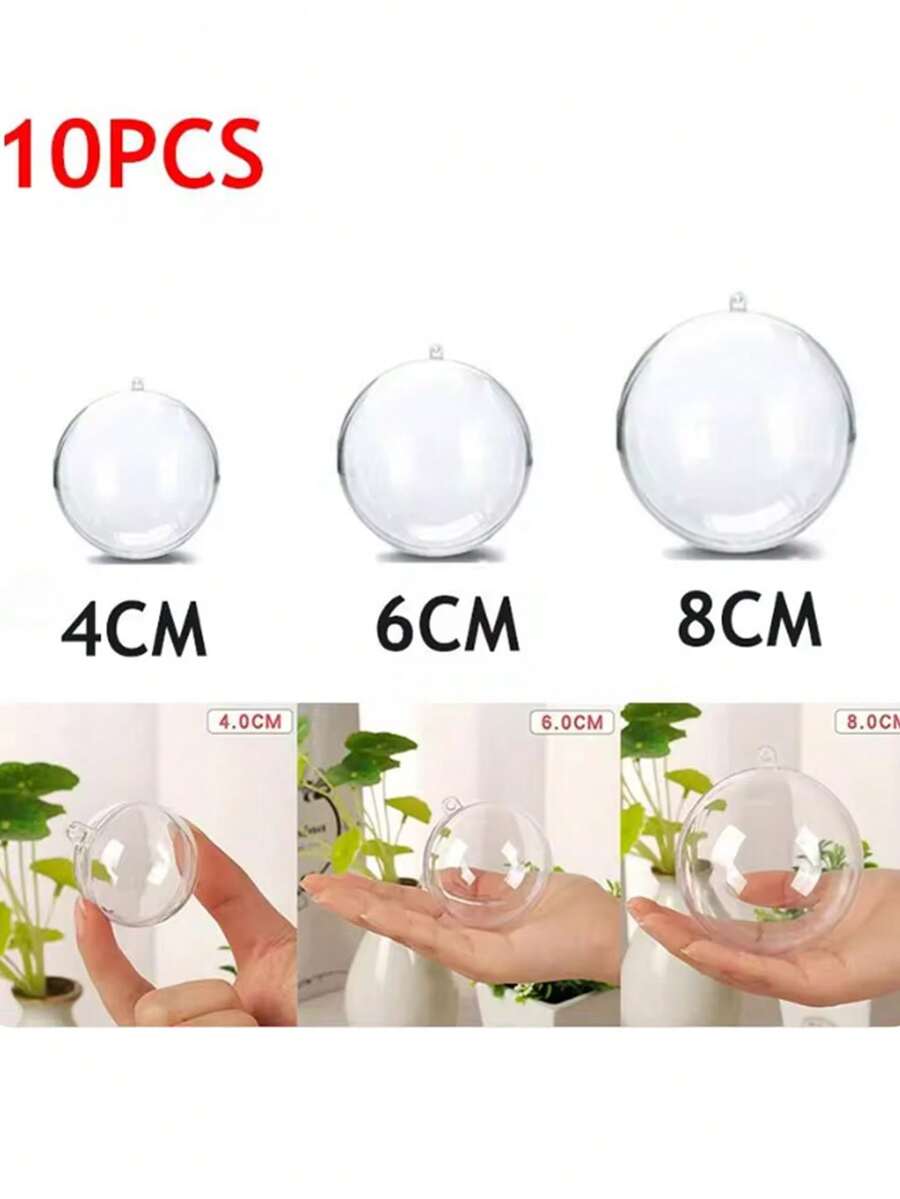 10Pcs Christmas Transparent Ball Plastic Christmas Trees Open Ball Box