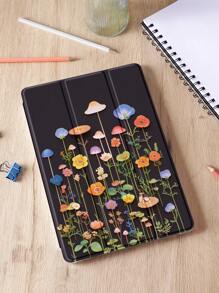 1 pieza Funda para tableta compatible con iPad 10.2 pulgadas, iPad Pro 11 2021/2020/10.a generación, iPad Mini 4/5/6, Samsung Galaxy Tab A8 10.5 pulgadas 2022, MatePad 10.4/Tab, con estampado de flores y hongos de otoño, con soporte para lápiz, función de suspensión/activación automática - Multicolor - Ver 4