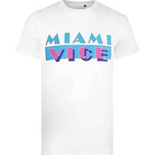 Miami Vice Mens Logo T-Shirt (White/Blue/Pink) - White - View 1