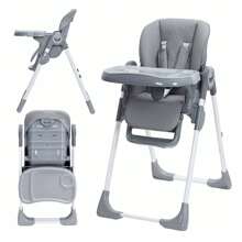 Baby High Chair, Multifunctional Infant Highchairs With Adjustable Height And Recline, Foldable High Chair For Babies & Toddlers, High Chair With Removable Tray, Easy Clean - Dark Grey - View 2