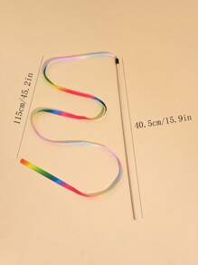 1pc 7-Color Rainbow Ribbon Cat Teaser Wand Interactive Toy