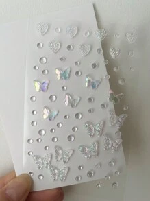 1 pieza de decoración con rhinestone en diseño 3D de mariposa, corazón, pegatina 3D con diseño de rhinestone, perfecta para reuniones, fiestas, actuaciones y otras pegatinas de diamantes faciales