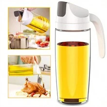 1 Chai dầu thủy tinh, Bình đựng gia vị nhà bếp chống rò rỉ có nắp, Thiết kế đóng mở tự động, Bình đựng dầu & giấm - trắng - Xem 13