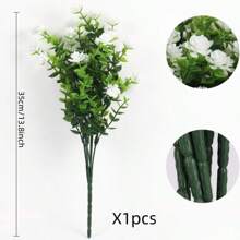 1 束人造花，假户外抗紫外线植物人造莲花桉树绿植灌木新娘婚礼花束适用于家庭花园派对婚礼装饰 - 彩色 - 查看 3