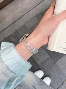 1pc Women Fashion Slim Transparent Laser Watch Strap Compatible With Apple Watch Band 38mm 40mm 41mm 42mm 44mm 45mm 46mm Ultra 49mm Rainbow Clear Acrylic Girls Watchband Bracelet Compatible With Watch Series 10 9 8 7 SE 6 5 4 3 Band Watch Accessories, Adjustable.Only Straps, Not Case And Watches, Fashion Smart Watch Strap Compatible With Apple Watch Band, Bracelet Watchband Strap Accessories