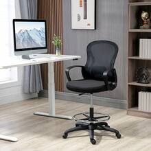 Vinsetto Fauteuil de bureau chaise de bureau assise haute réglable dim. 59L x 65l x 109-124H cm pivotant 360° maille respirante noir - Noir - Voir 1