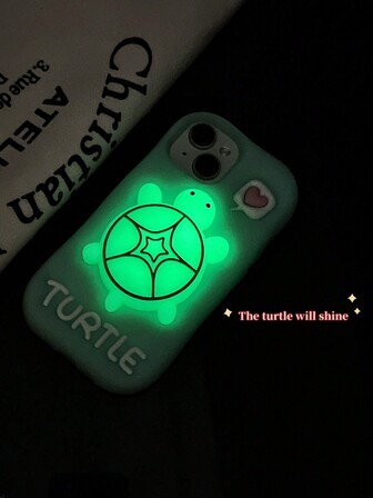 可爱卡通 3D 夜光小乌龟手机壳带伸缩支架，适用于 iPhone13、13pro、13promax、iPhone14ProMax、iPhone14Pro、iPhone14、iPhone17ProMax 硅胶手机壳、新款 iPhone11、12、卡通 iPhone15ProMax、15Pro、iPhone15、新款软壳适用于三星 Galaxy S24Ultra、S25Ultra、A55、A56