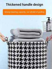 1pc Large Capacity Houndstooth Pattern Laundry Basket