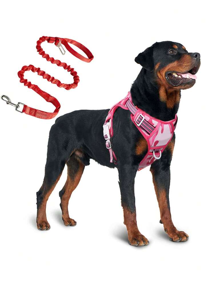 Dog Harness For Large Dogs No Pull Adjustable Pet Harness Reflective Working Training Easy Control Pet Vest Dog Harnesses - Pink - View 13