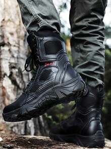 男士作战靴大码秋冬特种兵军靴高帮战术靴户外耐磨钢头鞋时尚舒适防滑2024年新款畅销男士作战靴 - 黑色 - 查看 4