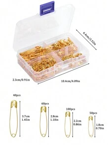 1 conjunto 4 tamanhos Alfinetes de Aço Inoxidável, Alfinetes de Etiquetas de Roupas, Alfinetes de Uso Múltiplo com Caixa de Armazenamento