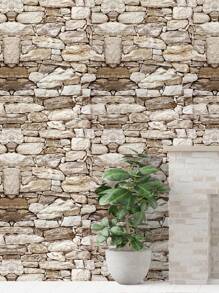 1pc Brick Pattern Self-Adhesive Wall Paper, Modern PVC Waterproof Wall Adhesive Roll For Home, Renovation Stickers Peel Wall Panels, Wall Paper, Wallpapers, Spring Decoration Items Refresh Your Home, Rama Decoration Stickers