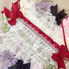 1pc Handmade Sweet Bow Decor Maid Headband, Suitable For Role-Play As Maid Or , Red Halloween Valentine's Day - Multicolor - View 4