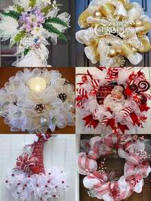 10 Yards Christmas Metallic Mesh Ribbon Roll, Sparkly Glitter Mesh Roll Garland, Perfect For Christmas Tree Weaths Accents Wedding Decorations DIY Crafts Wrapping Supplies, Christmas Decoration For Home 2024 Gift New Year 2025 - Multicolor - View 7