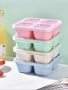 1 件 4 格便当盒、零食容器、便当盒、食品储存容器、可重复使用、餐食准备午餐容器、轻便、可堆叠、微波炉、冰柜、洗碗机、便当盒、易于包装各种零食和水果，可轻松放入背包或午餐袋 - 彩色 - 查看 6