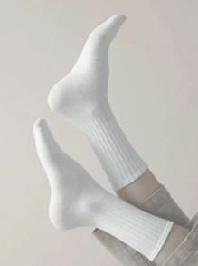 6双/12双/18双/30双/40双装黑白加厚男士冬季袜子，时尚休闲舒适，防臭，适合户外运动、跑步、健身，压缩膝袜，商务休闲度假黑白中筒袜，秋季款