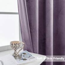 Ystyle 2 Piece Velvet Indoor Curtains, Modern Bedroom Blackout Curtains With Eyelets, Cold Insulating Thermal Curtain For Living Room Lounge Children's Room - Mauve Purple - View 2